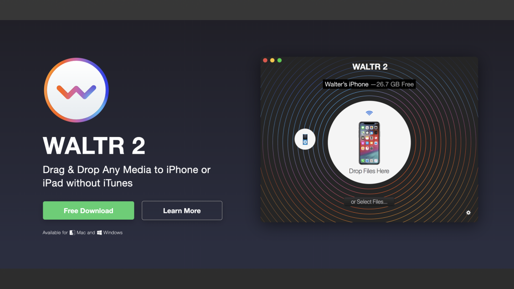 waltr2 1024x576 - iTunesなしで「ミュージック」や「ビデオ」にファイルをそのまま転送するソフト【Waltr2】